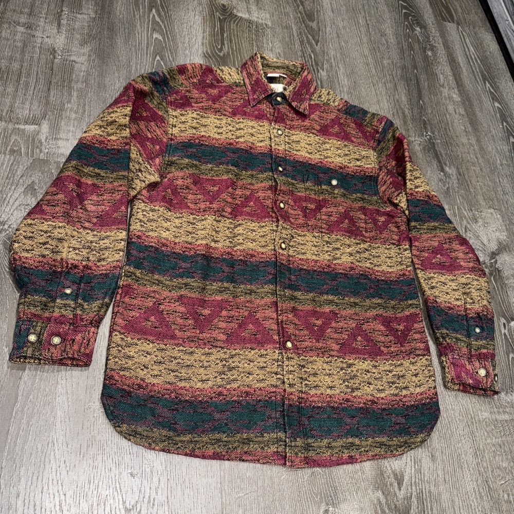 VTG The Territory Ahead Shirt Men M Heavy Flannel Geometric Aztec Utility Work